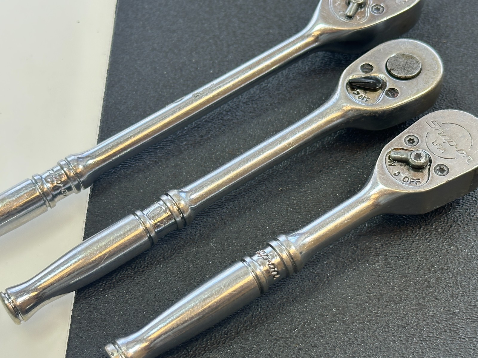 🇺🇸 Snap-on Tools USA 3pc 1/4” Drive Chrome Ratchet Set Lot TML830, TM75, TM830