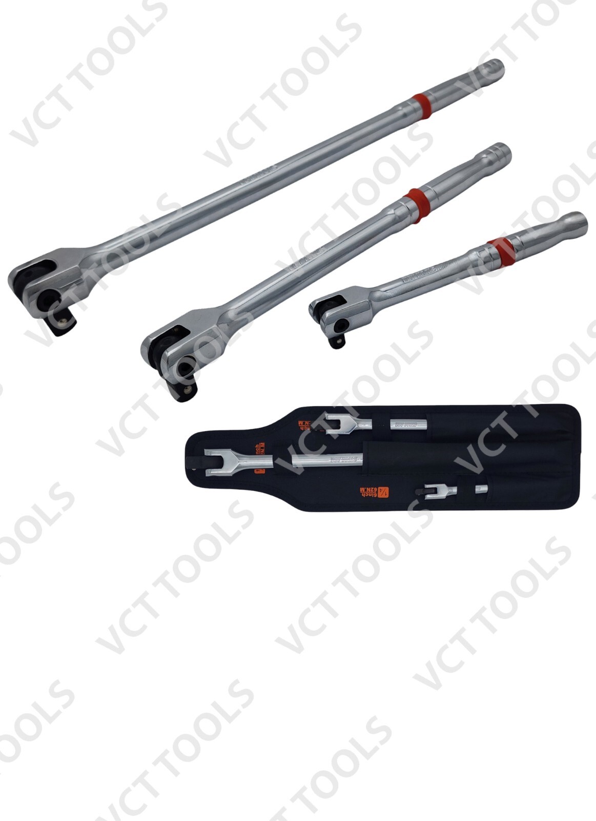 3pc Breaker Bar Set, 1/4», 3/8» & 1/2» Drive, Heavy Duty 6″, 10″, 15″ lengths