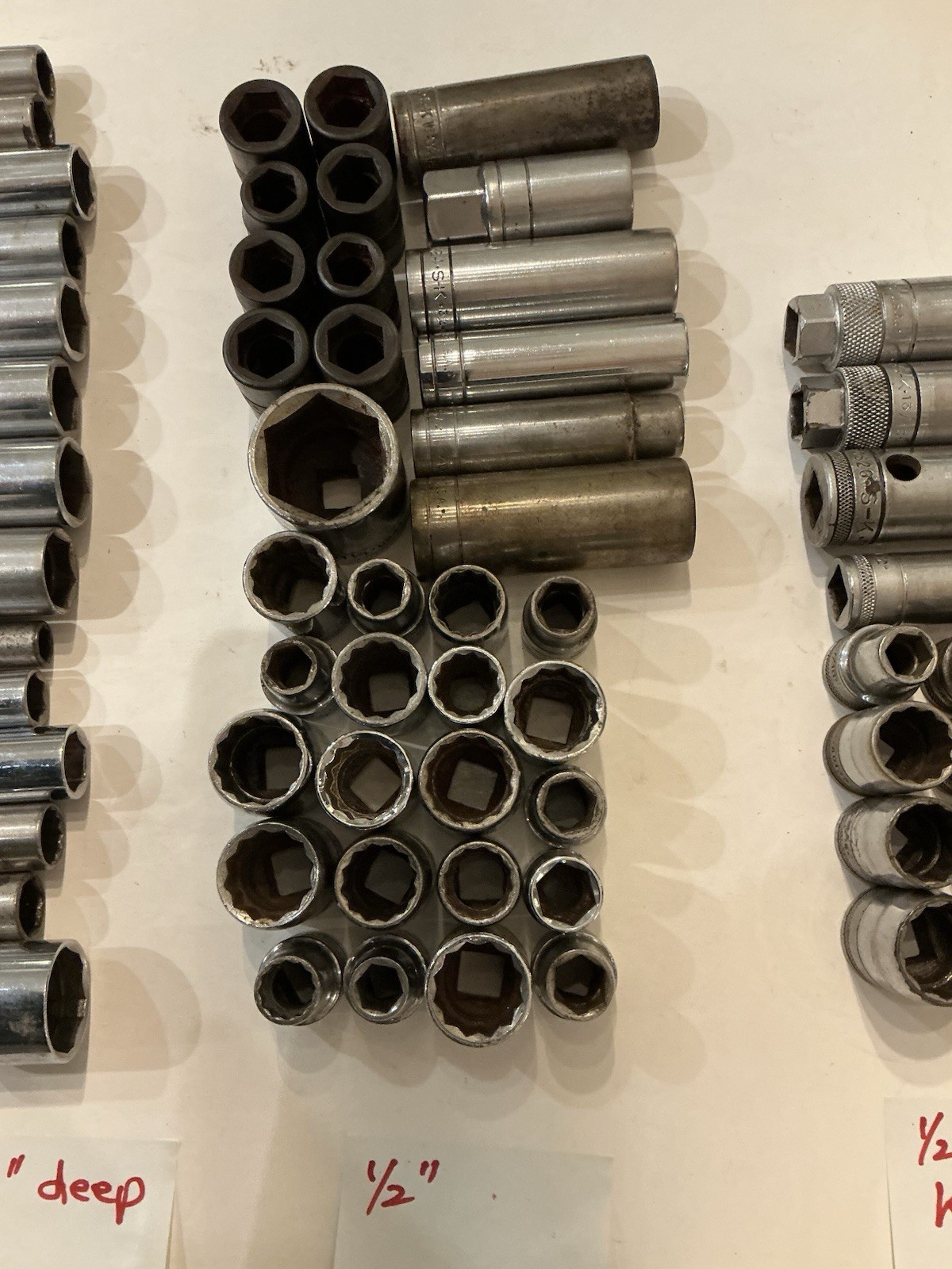 S-K Sockets, Lot Of 105 Sockets, `1/4, 3/8 & 1/2” Drive, Standard, Deep, Impact