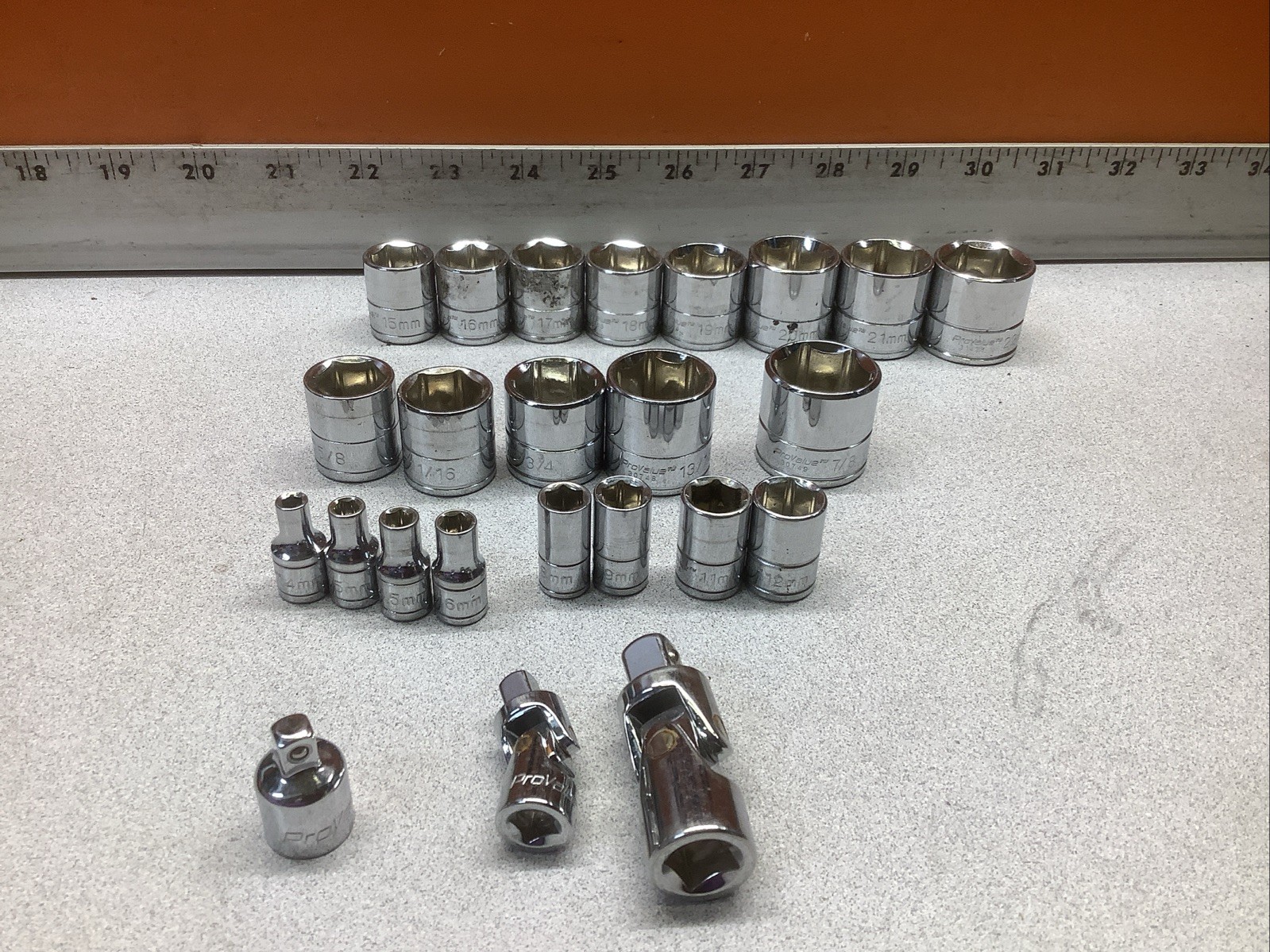 Carquest ProValue 3/8″ & 1/4” Drive 6pt PARTIAL SOCKET SET Metric & SAE ~ READ!