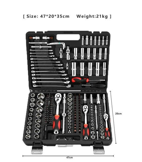 NEW 216PCS Socket Set 1/2″ 1/4″ 3/8″ Drive Mechanic Tool Kit – Green