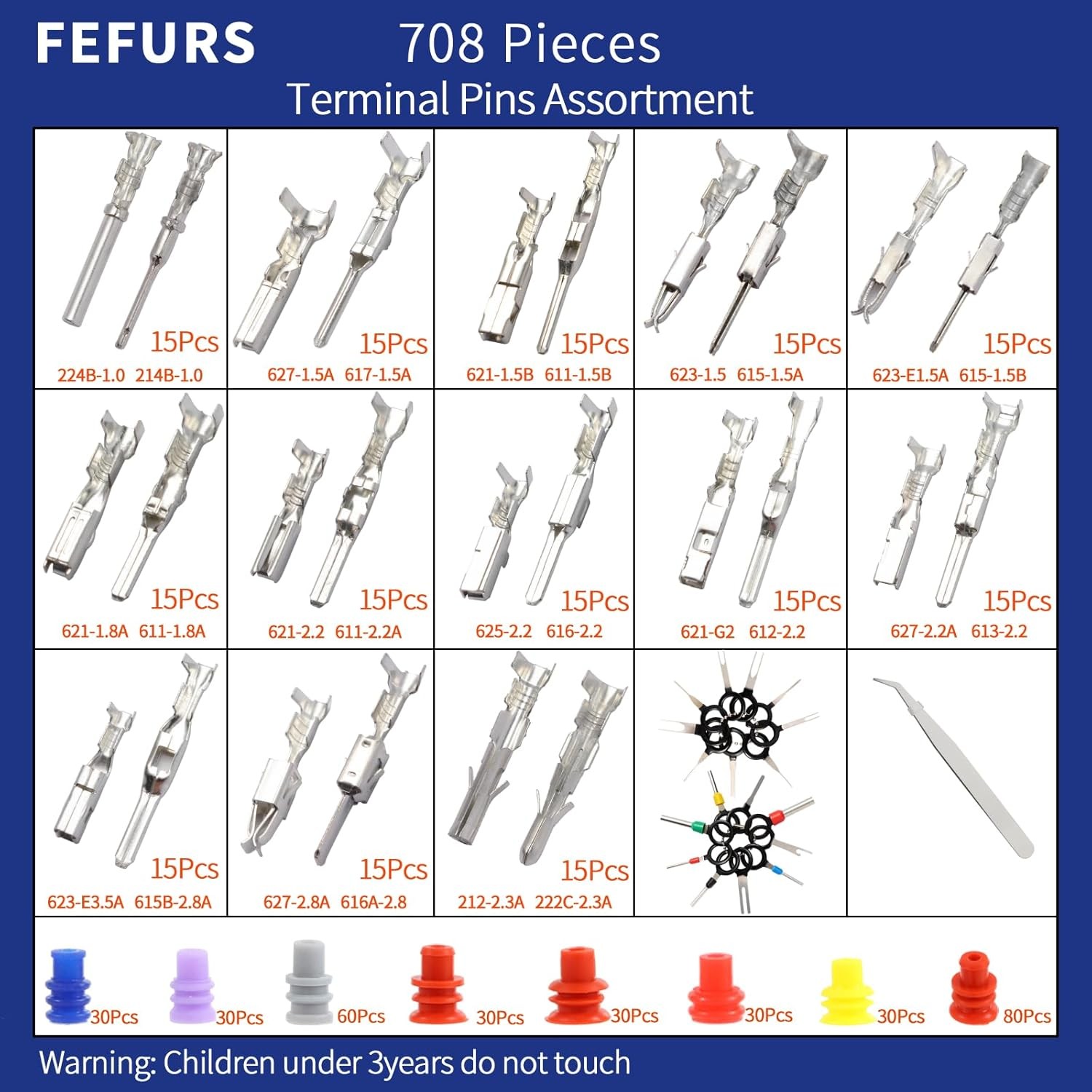 500Pcs Connector Pins Kit Terminal Pin Automotive Car Electrical multicolor