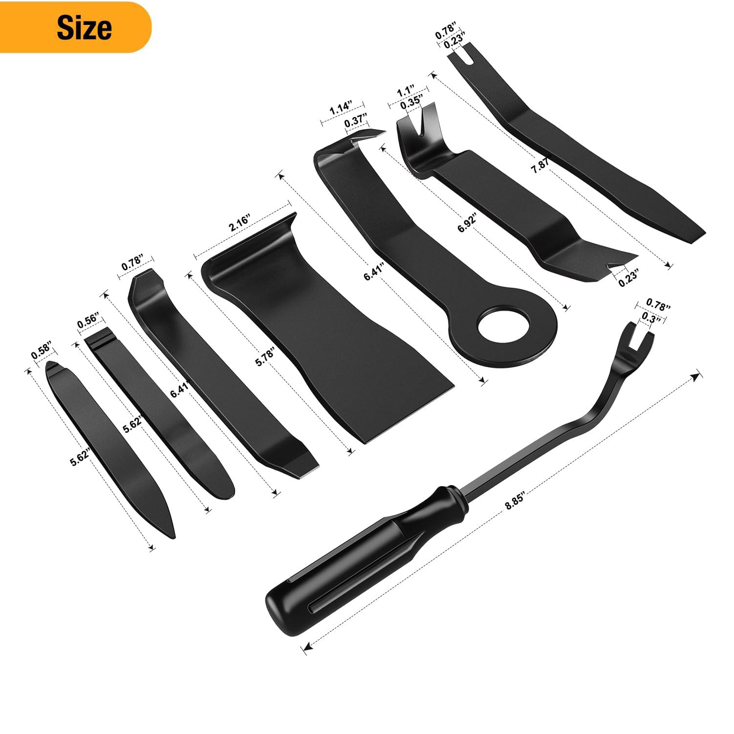 8PCS Trim Fastener Removal Tool Kit Universal For Car Audio Dash Panel-Black