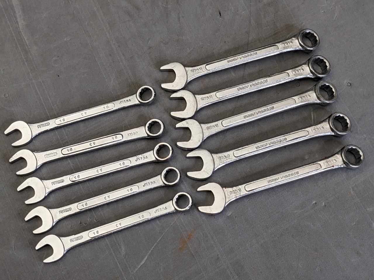 Lot of Five (5) 13mm & Lot of Five (5) 10mm Drop Forged 12pt Wrenches Wrench