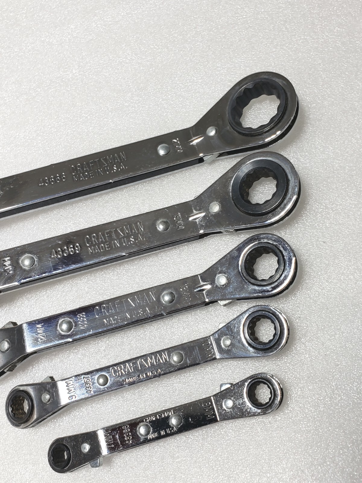 5 Pcs.- Craftsman Metric 12 Pt. Offset Box End Ratcheting Wrench Set 7mm. – 21mm