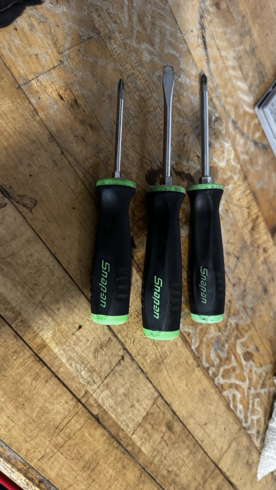 Snap-on SGDX80BG Green Handle Soft Grip Screw Driver Set Of 3