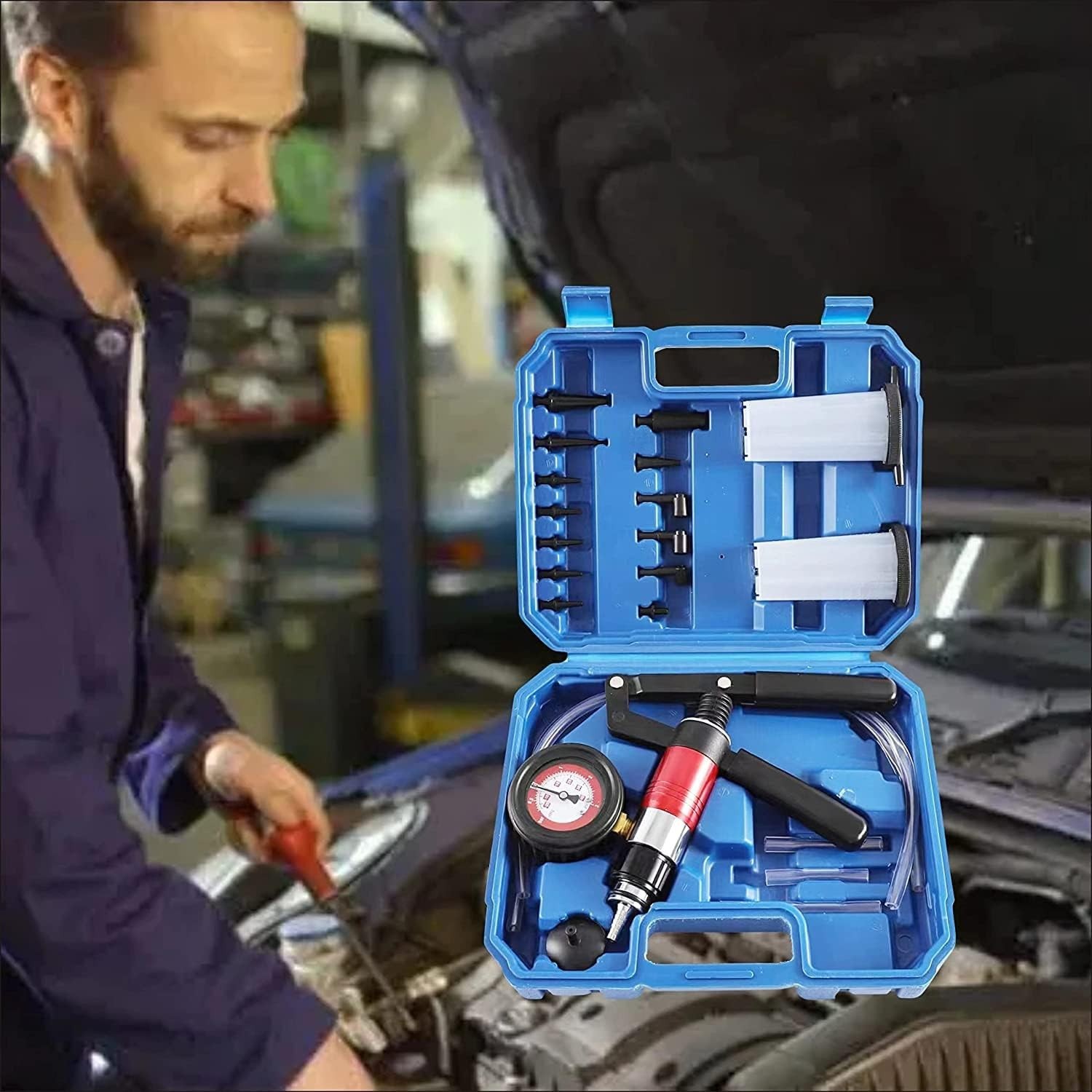Multifunctional Vacuum Pump Tester Set with Adapters for Efficient Brake Repairs