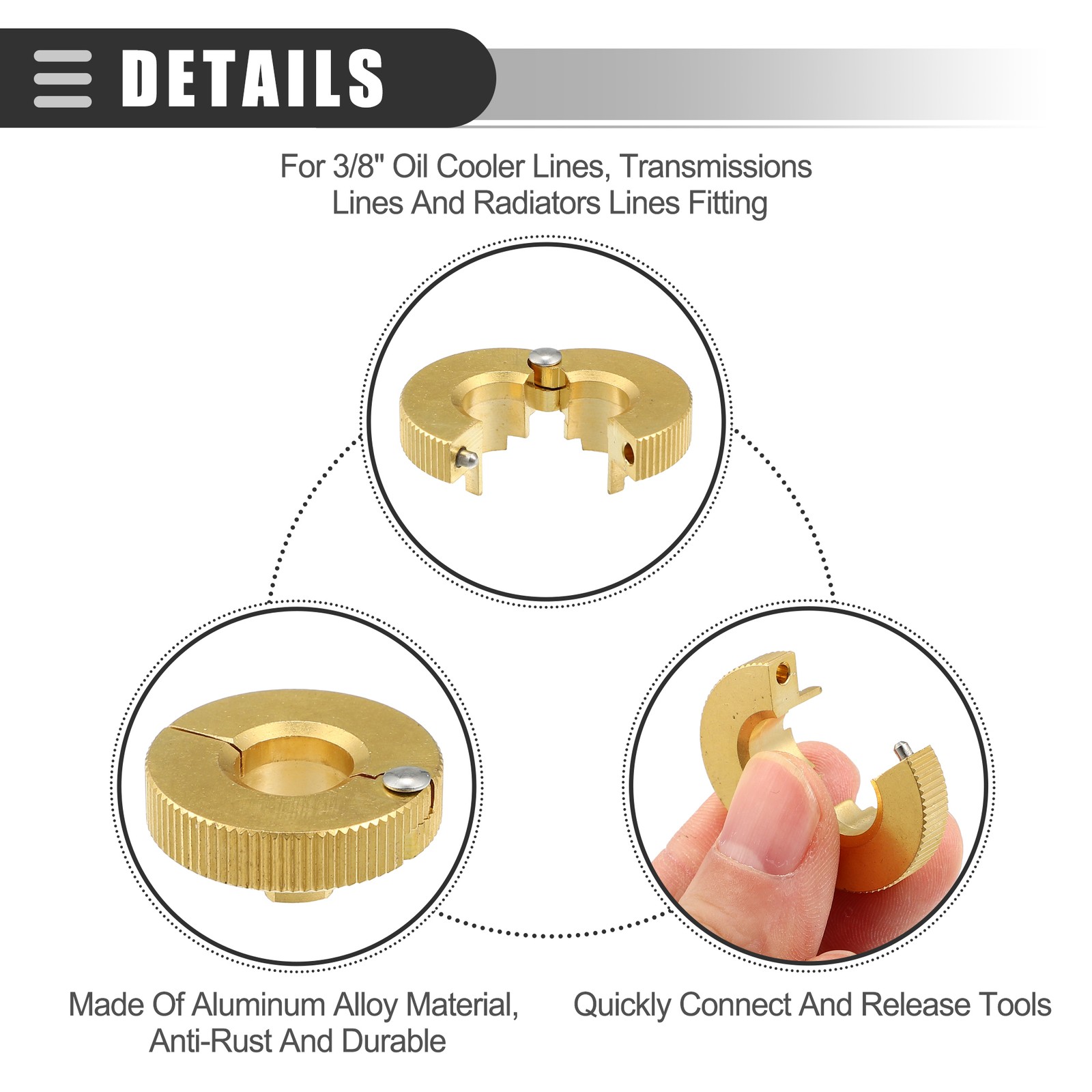 Universal Oil Fuel Line Disconnect Tool 3/8 Inch Aluminium Alloy Gold Tone