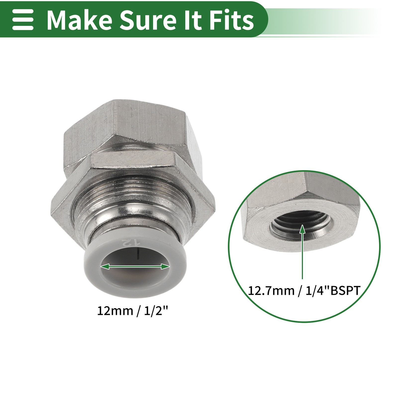 for Push to Fittings Male Straight 15/32″-12.7mm / 1/4″BSPT White