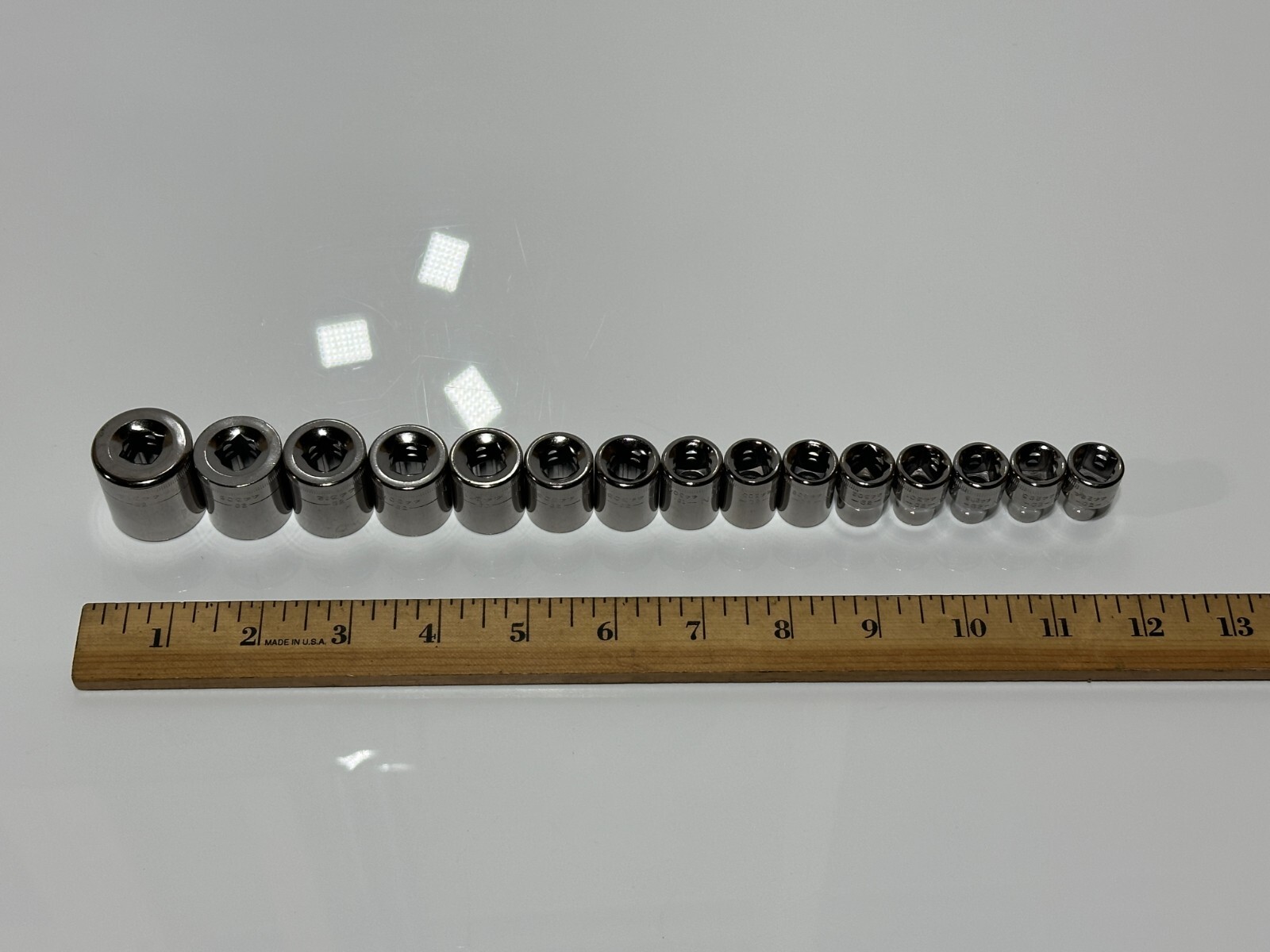NOS Craftsman USA 15pc Metric 6mm to 21mm Shallow Socket Set – 3/8″ Drive, 12 PT