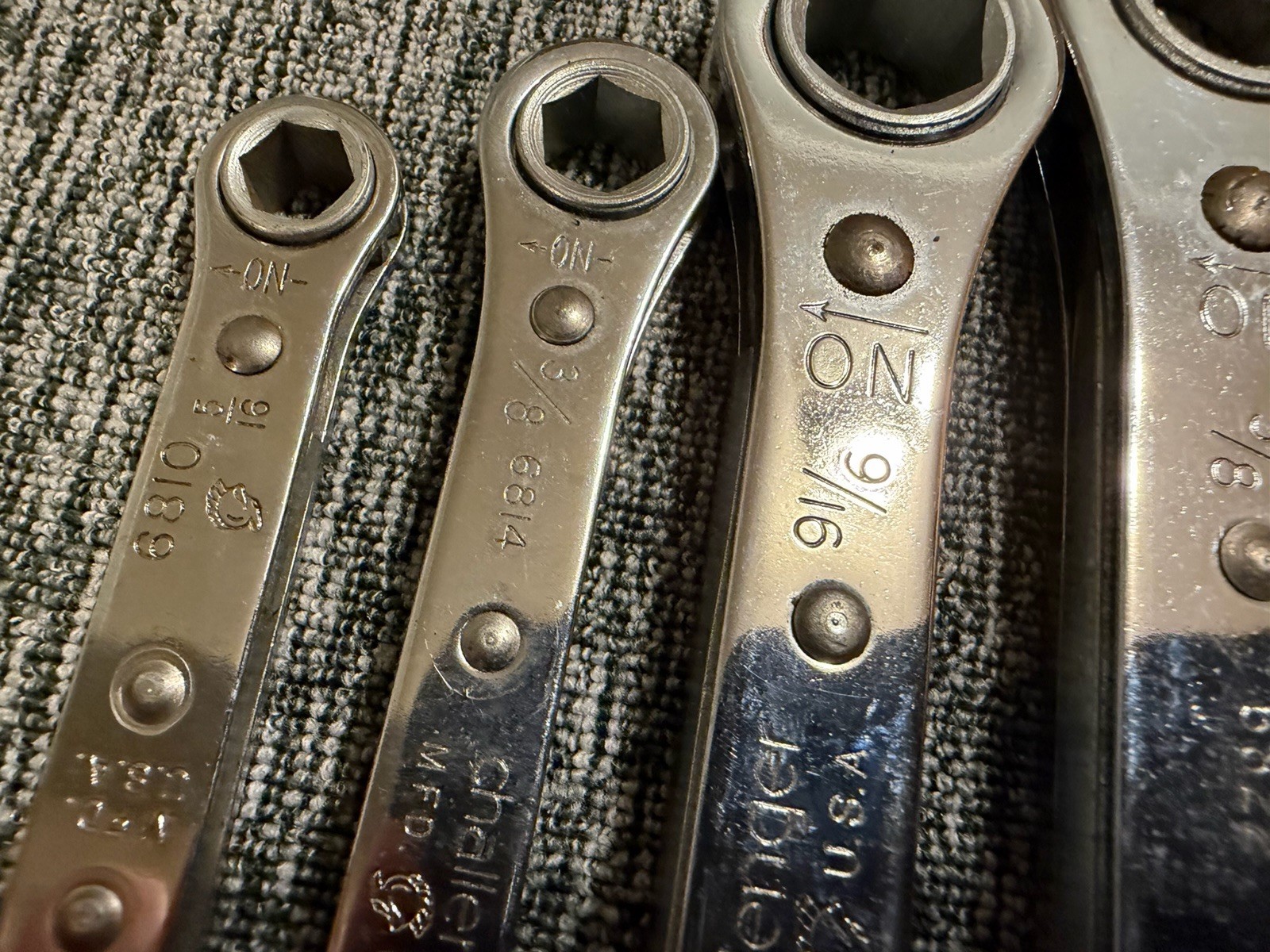 Vintage Challenger 7 Piece SAE Ratcheting Box End Wrench Set With Pouch