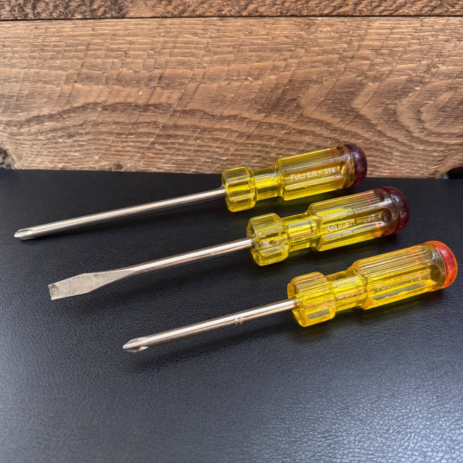 Vintage FULLER Screwdriver Lot 313 314 Phillips #2 #3 & 307 Slotted 3/8″ Red Top