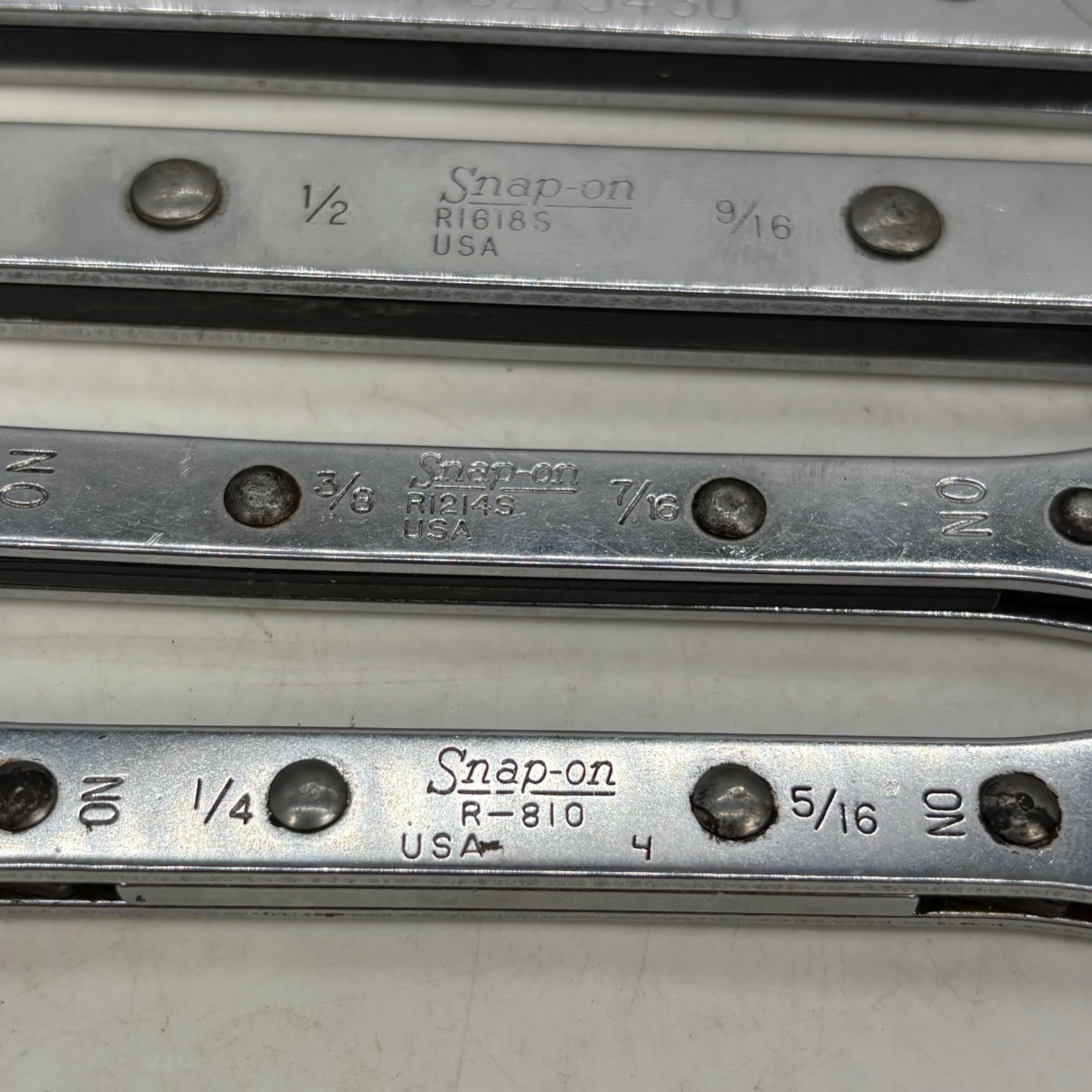 SnapOn C-62B 6 pc Double Ended SAE Ratcheting Wrench Set With Roll Pouch Vintage