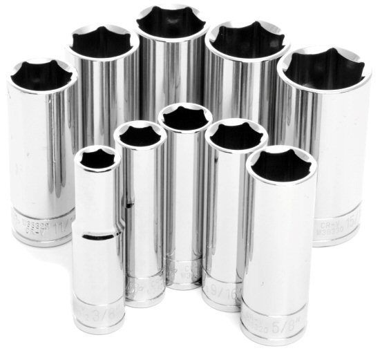 Wilmar W38300 Performance Tool 3/8 In. Drive 10 pc. Deep Well SAE Socket Set