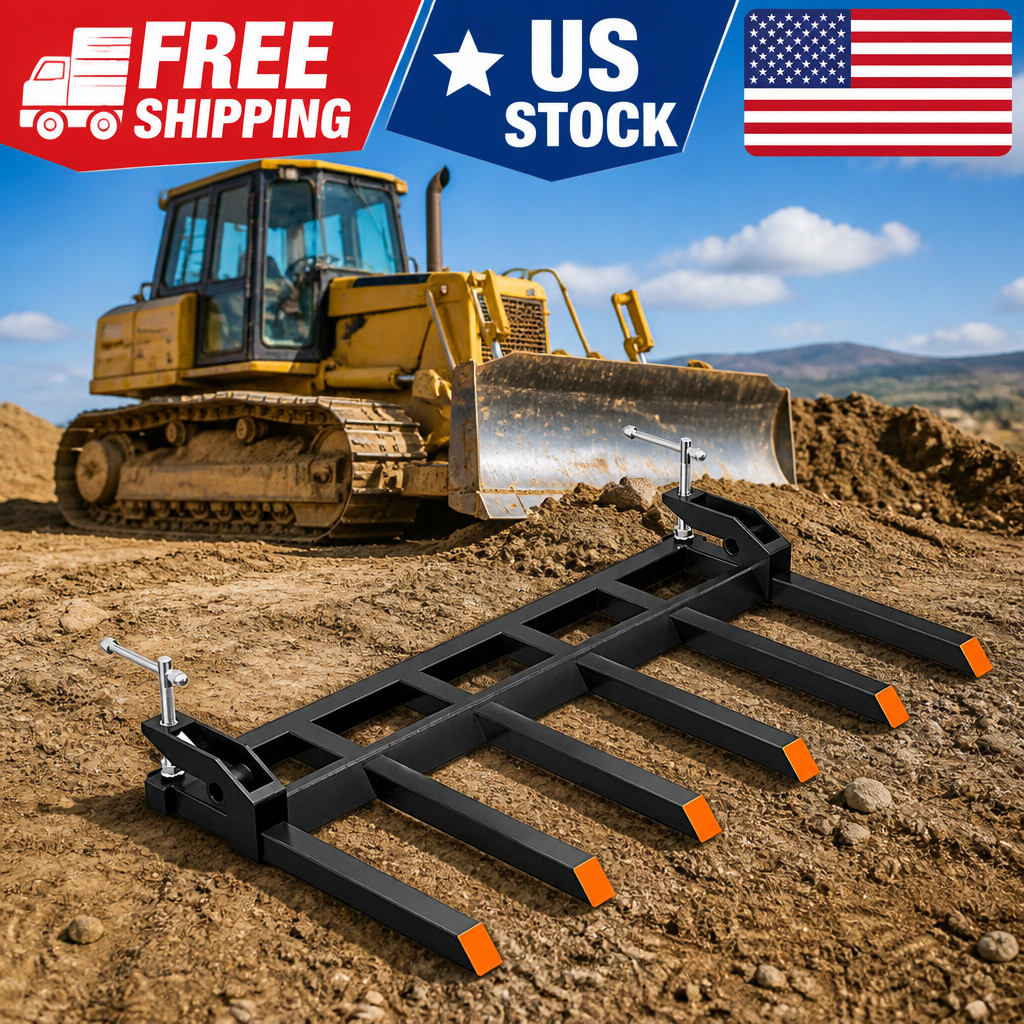 Clamp on Debris Forks Fit 60″ Bucket, 4000 LBS Capacity Heavy Duty 6 Fork Tines