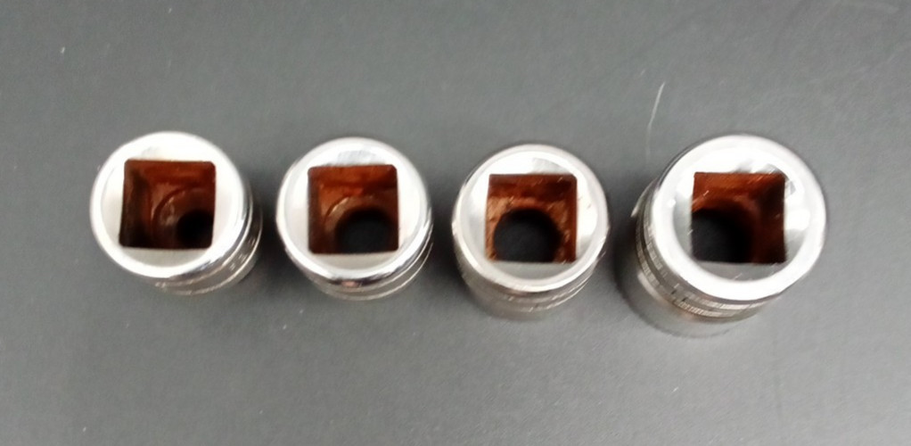 Vtg. Snap-on Double Square 8-pt Sockets (lot of 4) 1/4″ – 7/16″ ~ F308-F314