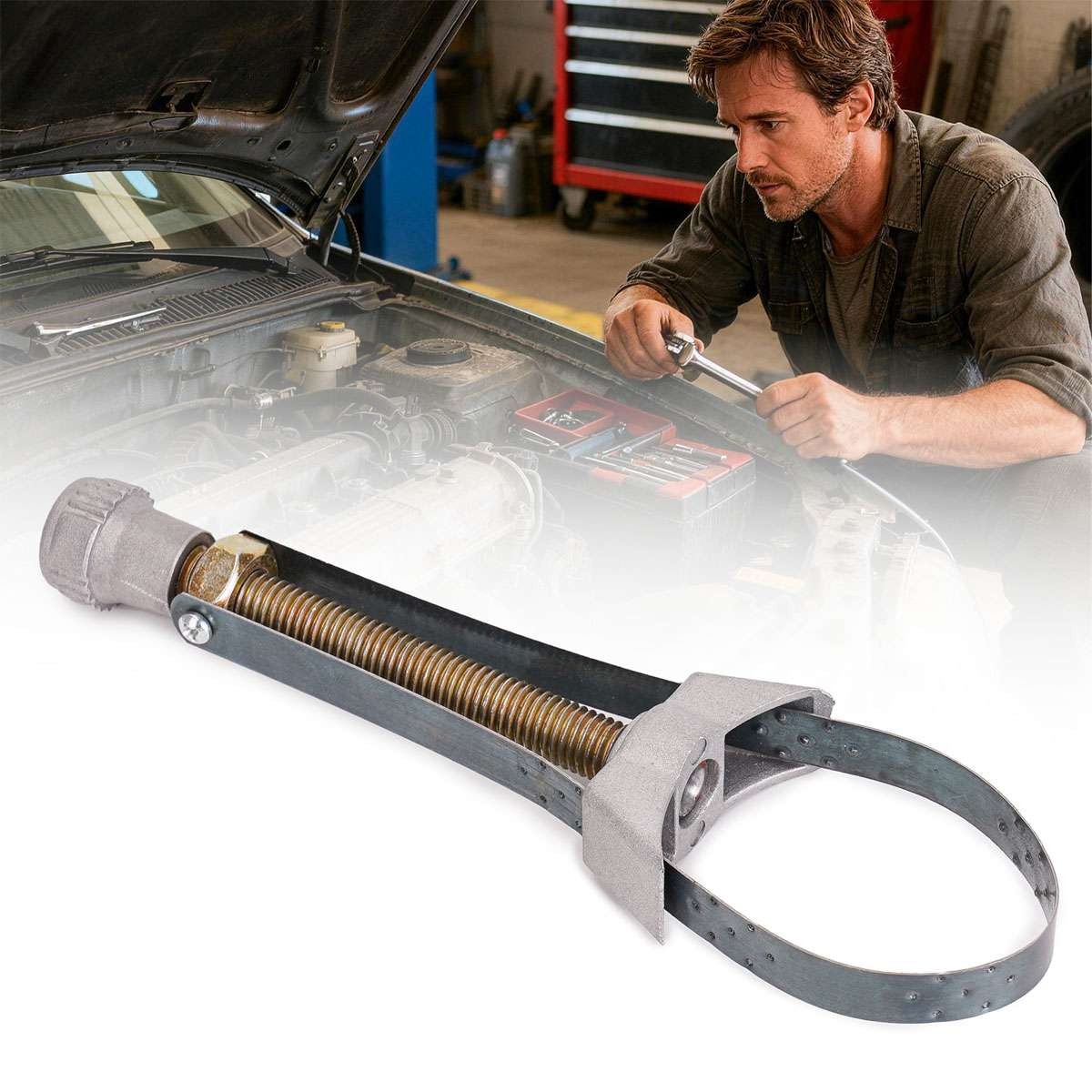 Oil Filter Removal Tool Strap Wrench Diameter Adjustable 60mm To 120mm Car Auto