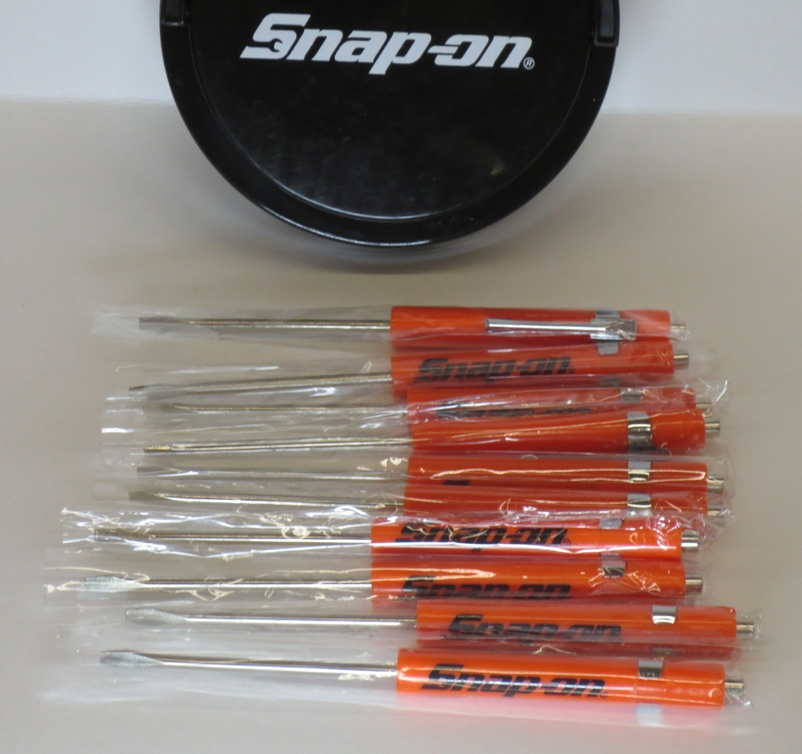 (10)TEN Snap On Pocket Screwdriver, Flat Tip Screwdrivers, Magnetic ORANGE *NEW*