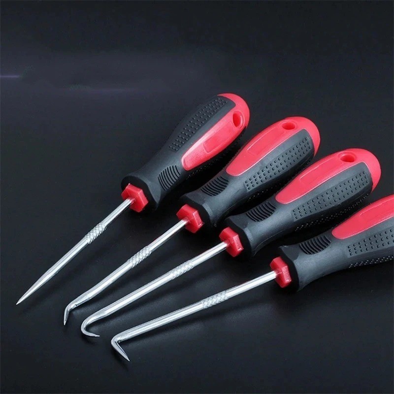 4pc Auto Pick & Hook Set – O-Ring Oil Seal Remover & Gasket Puller Repair Tools