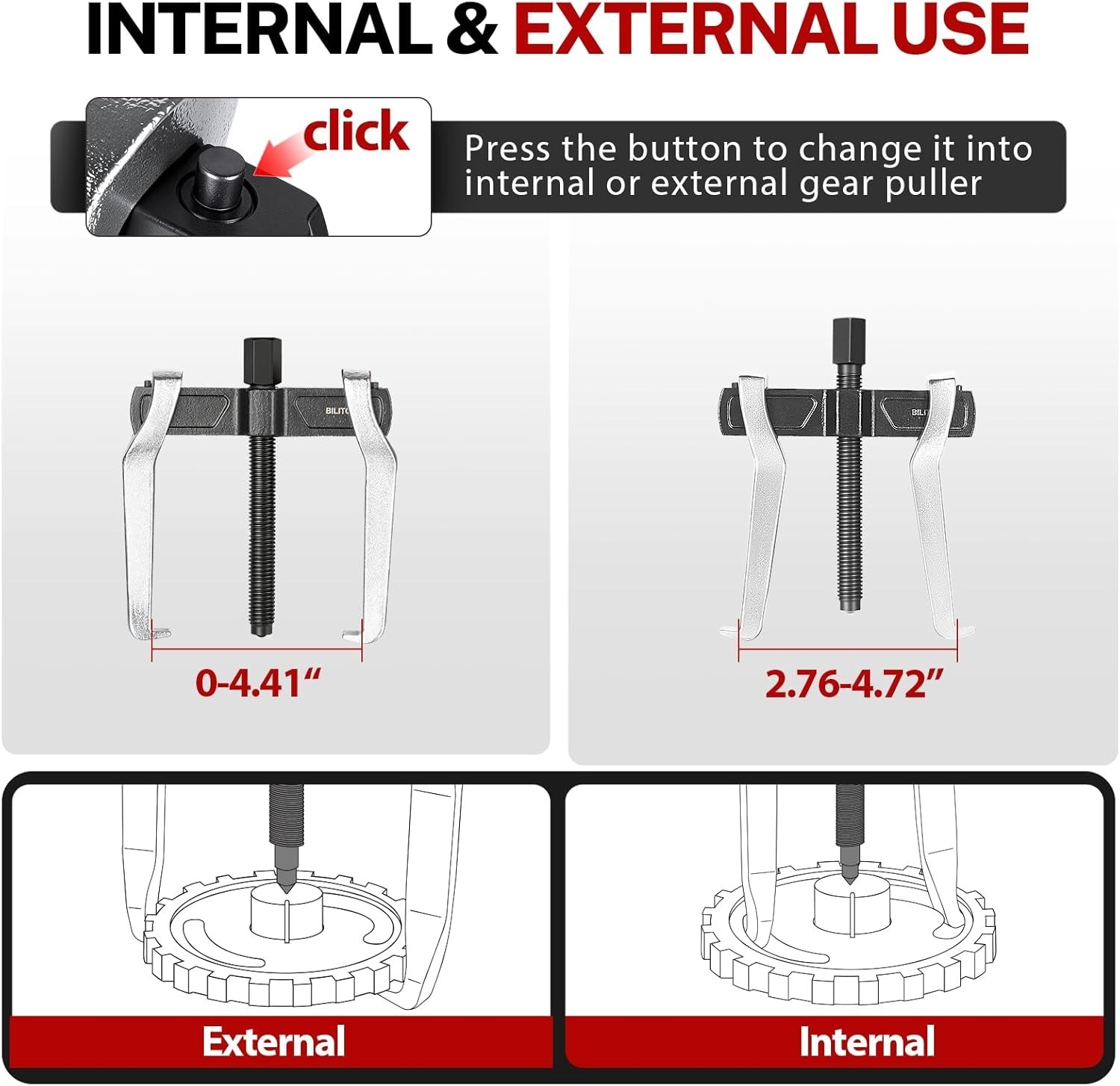 Versatile Gear Puller with Quick Adjustment for Automotive and Machinery Use