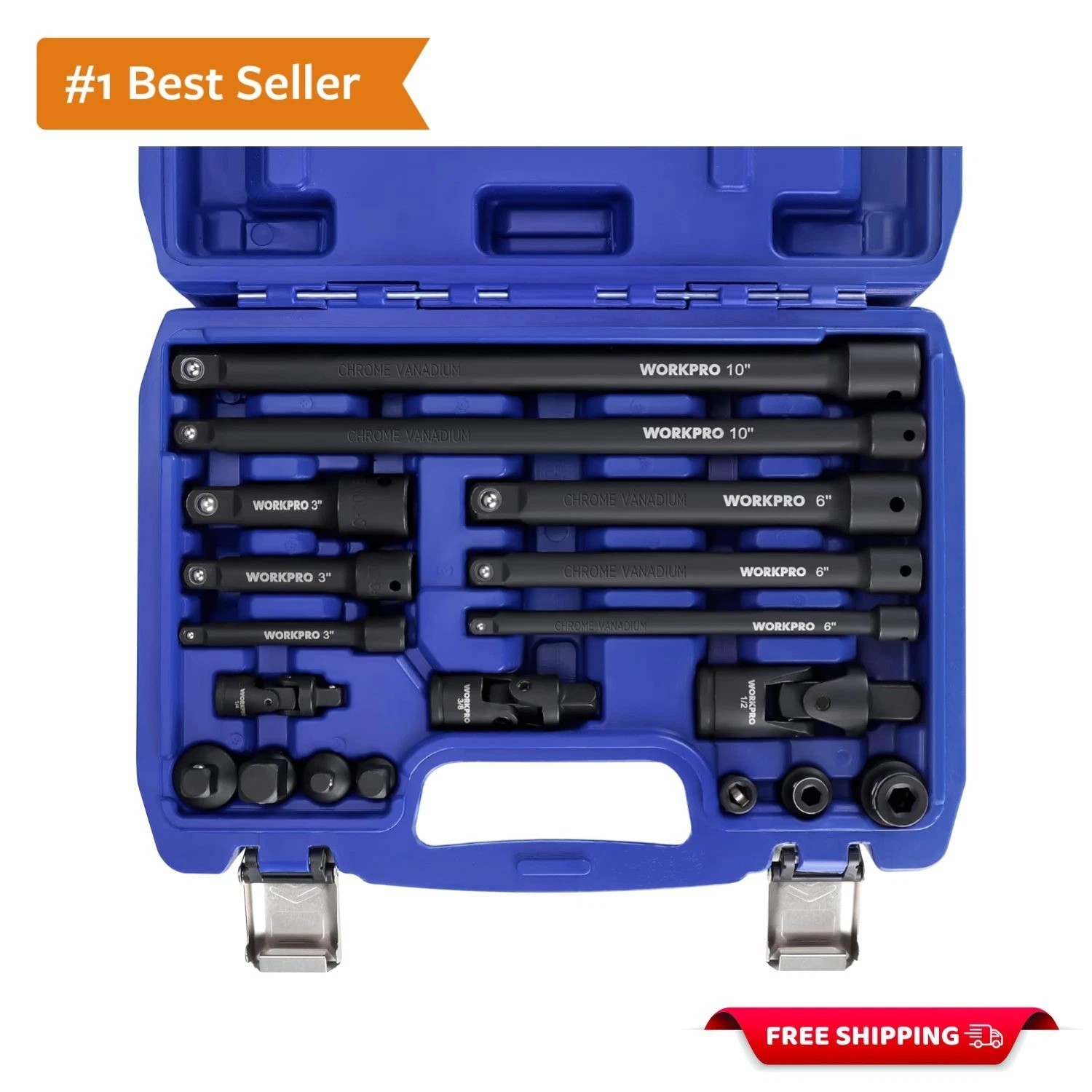 18-Piece Impact Socket Extension Set, Includes Socket Adapters, Ratchet Exten…