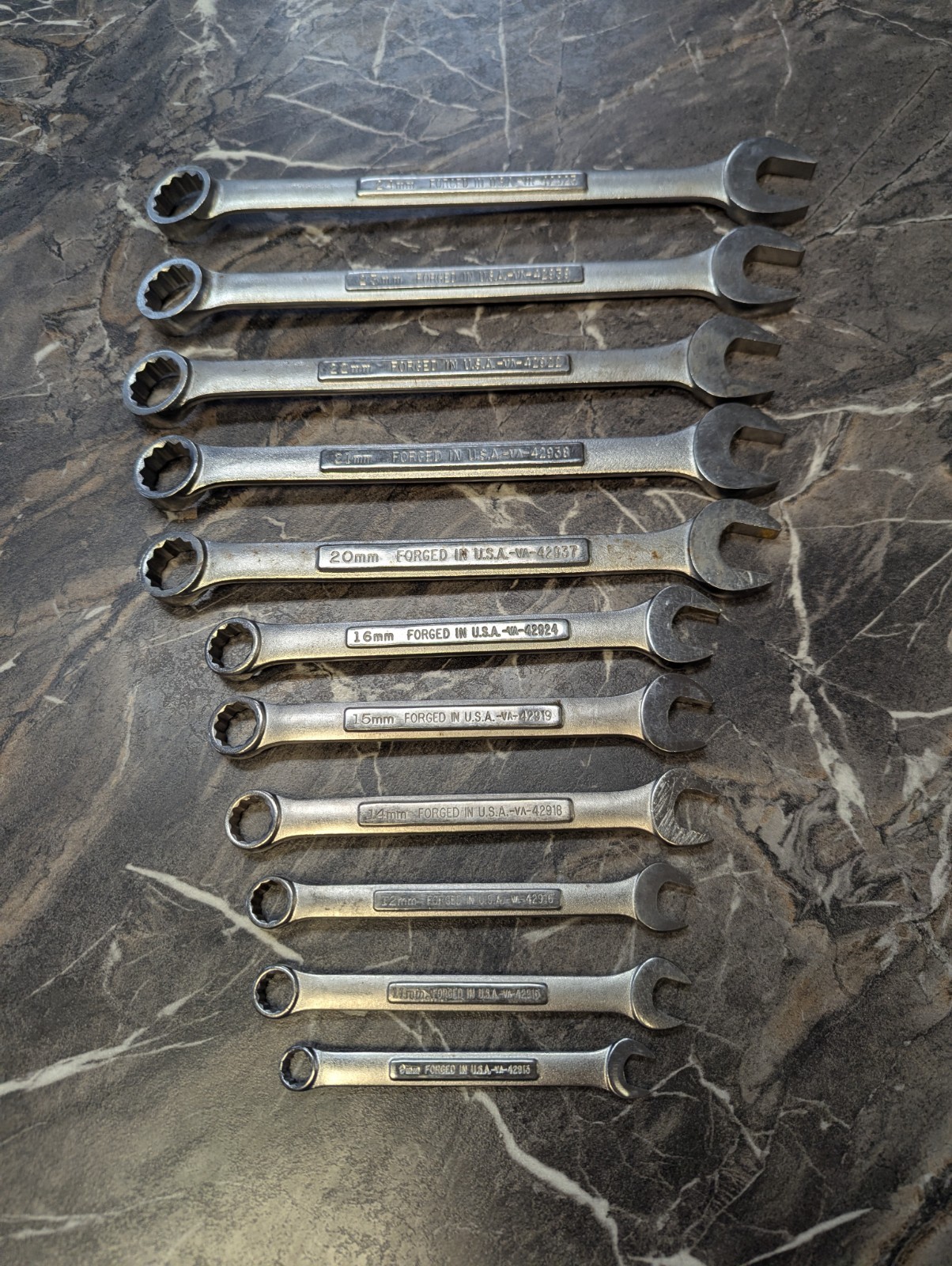 Craftsman Tools USA 11pc VA 9mm-24mm Large Metric (Rare) Combination Wrench Set