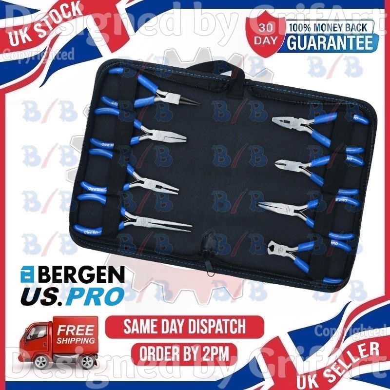 USPRO 8PC MINI PLIERS SET SIDE CUTTER SNIPS BENT NOSE NEEDLE COMBINATION CIRCLIP