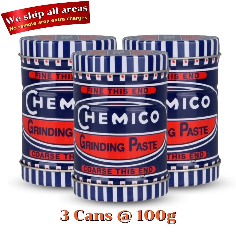 Chemico Valve Grinding Paste Fine Coarse Grade Double Ended Tin Engine 100g x 3