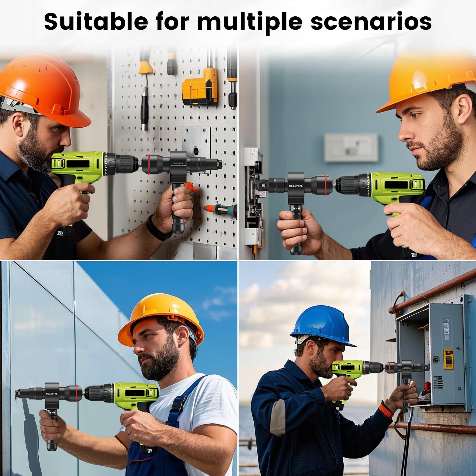 Beaspire Rivet Nut Tool Kit for Drill, 2-in-1 Cordless Gun Adapter