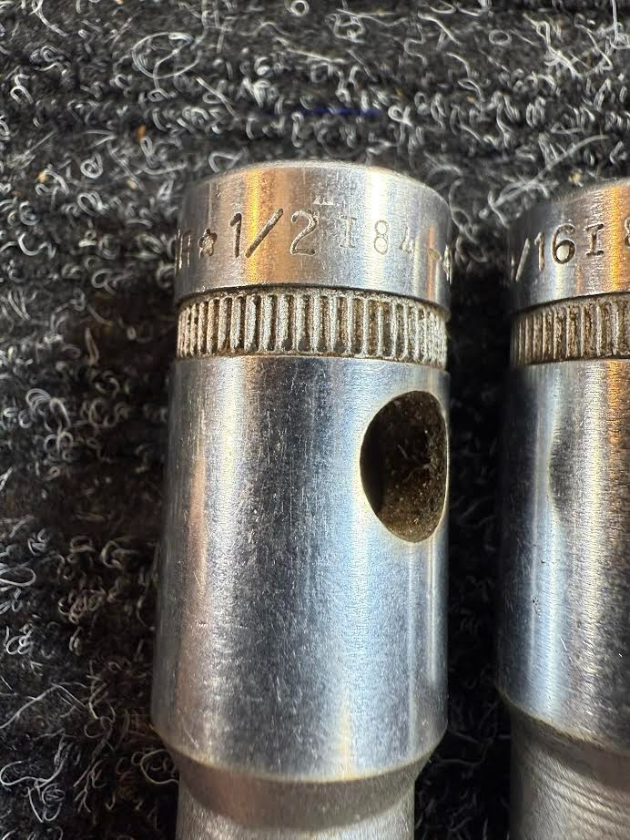 Two WARDMASTR 12 Point Deep Well Sockets 1/2″ Drive, 1/2″ and 9/16″