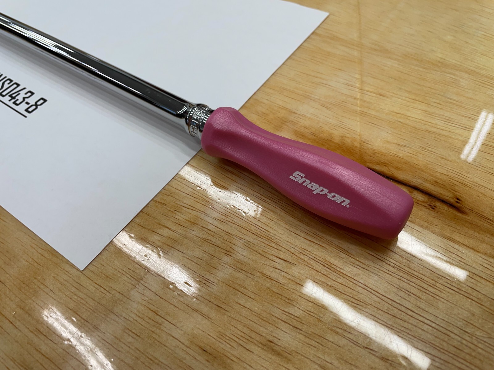 Snap-on Tools NEW PEARL PINK 3/8″ Drive Hard Extra-Long Fixed Ratchet FHLLD80PP
