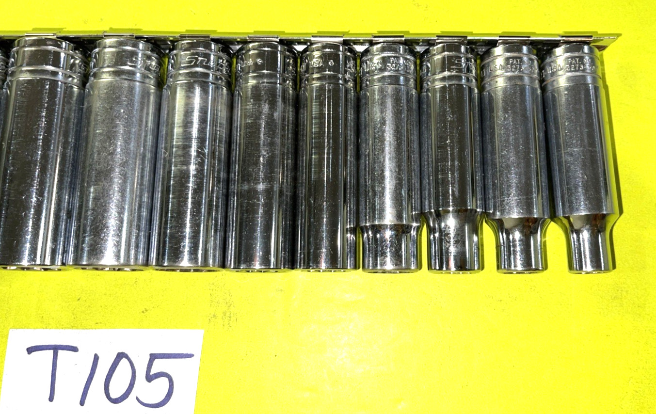 SNAP-ON TOOLS 13 PIECE 1/2 DR. SAE. DEEP CHROME SOCKET SET 12 POINT 3/8 TO 1-1/8