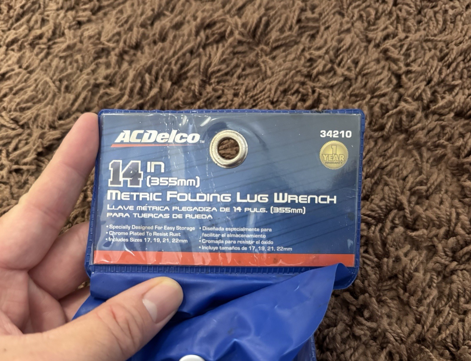 ACDelco 34210 14 Inch Metric Folding Lug Wrench Chrome Sizes 17/19/21/23 mm