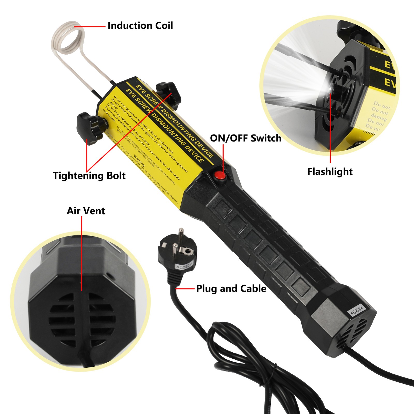 Magnetic Induction Heater Kit with 8 Coils 1200W 110V for Rusty Screw Removing