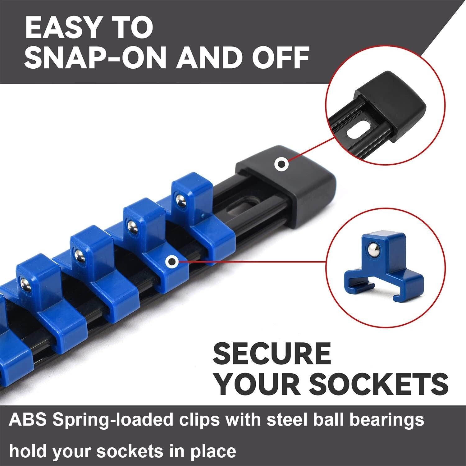 ALOANES 9 PC ABS Socket Organizer, 1/2 inch, 3/8 inch and 1/4 inch Drive Socket