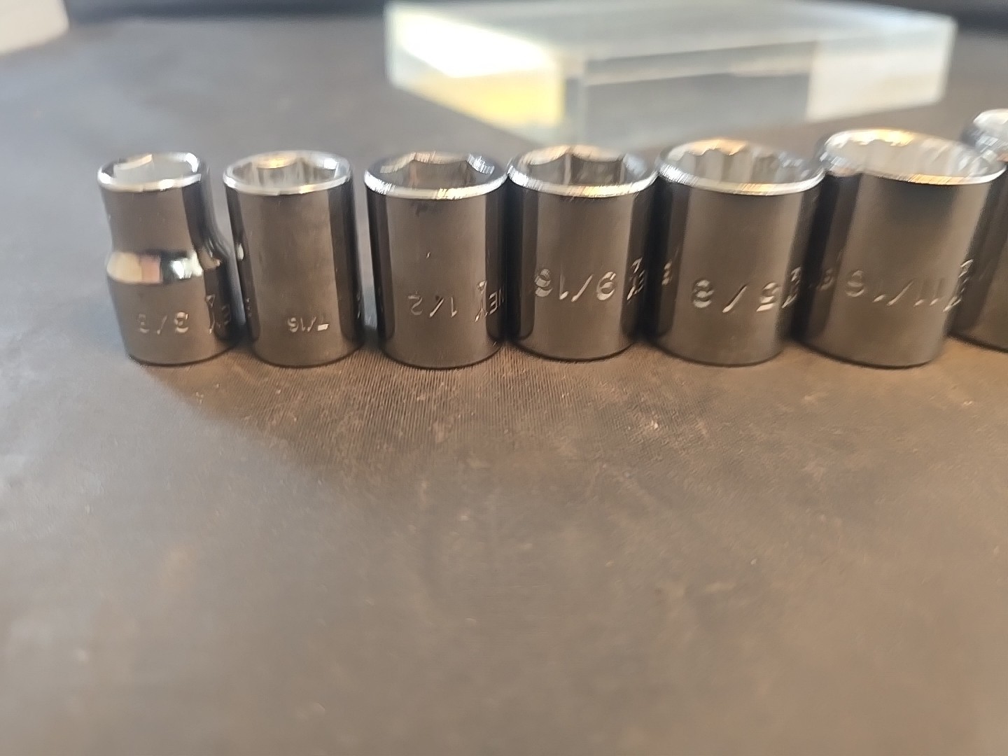 9pc. 3/8″ Dr. SAE Bonney Shallow Socket Set USA Excellent