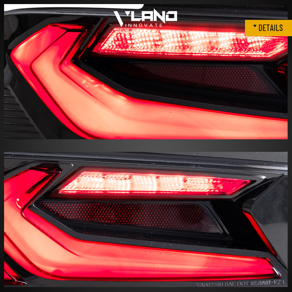 SET VLAND DRL FULL Smoked LED Tail Lights For Chevy Camaro 2016-2018 Assembly