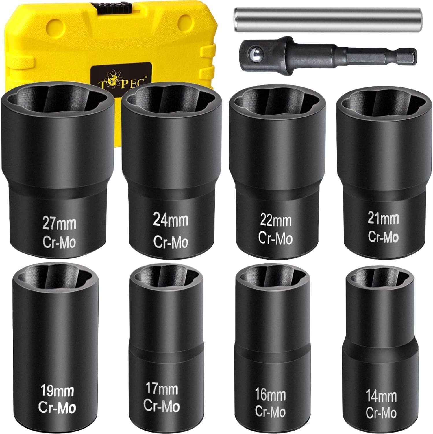 10-Piece Lug Nut Remover Set – Chrome Molybdenum Steel Impact Tool Kit