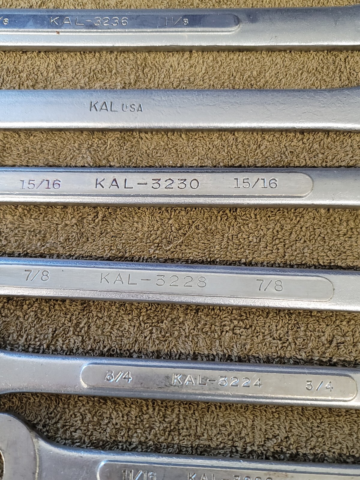 16 KAL Sae Combination Wrench Set 1-1/2 1-1/8 1″ 15/16 7/8 3/4 11/16 5/8 1/2 USA