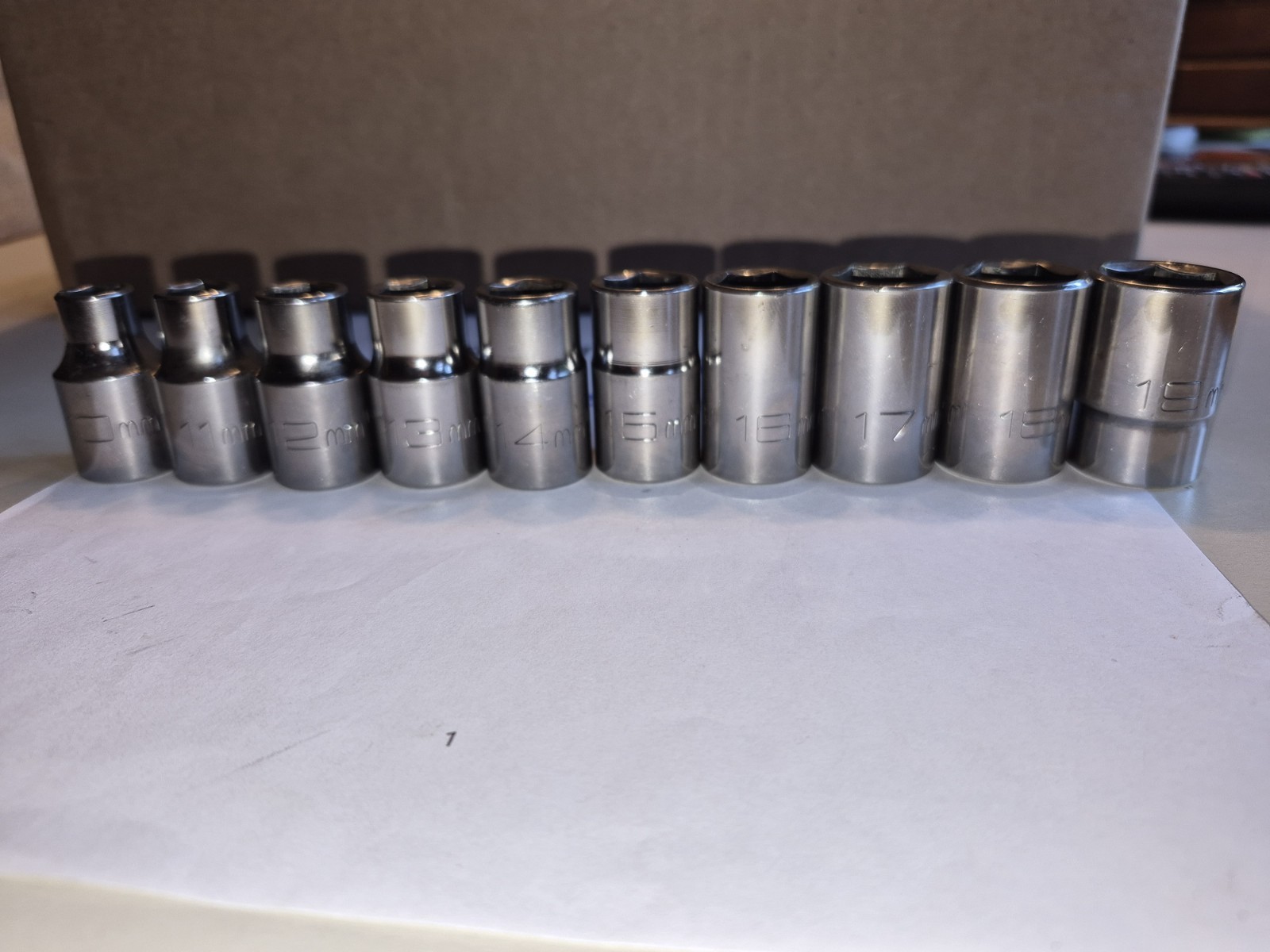 Matco 10 Piece 1/2 Drive Metric Socket Set Shallow Chrome 10=19mm