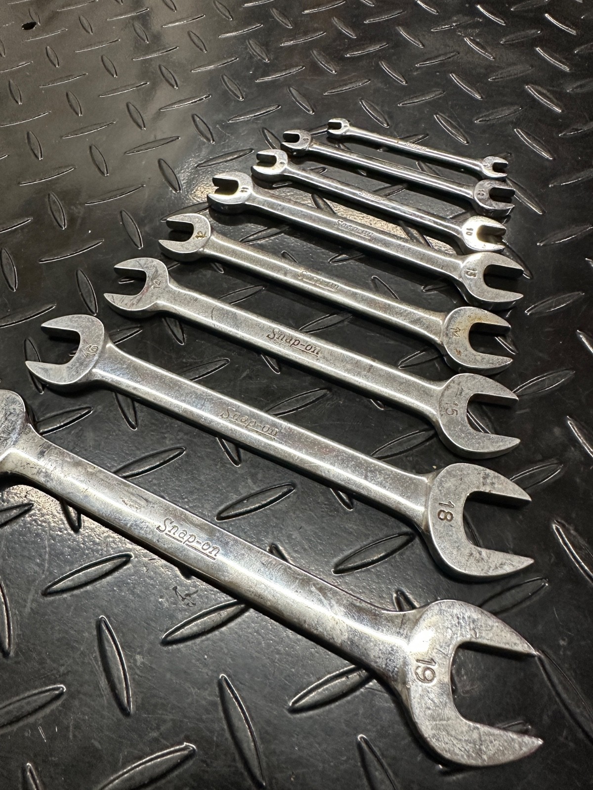 Snap-On Metric Double Open End Wrench Set 8pc 6mm-19mm VOM Underline 1980s