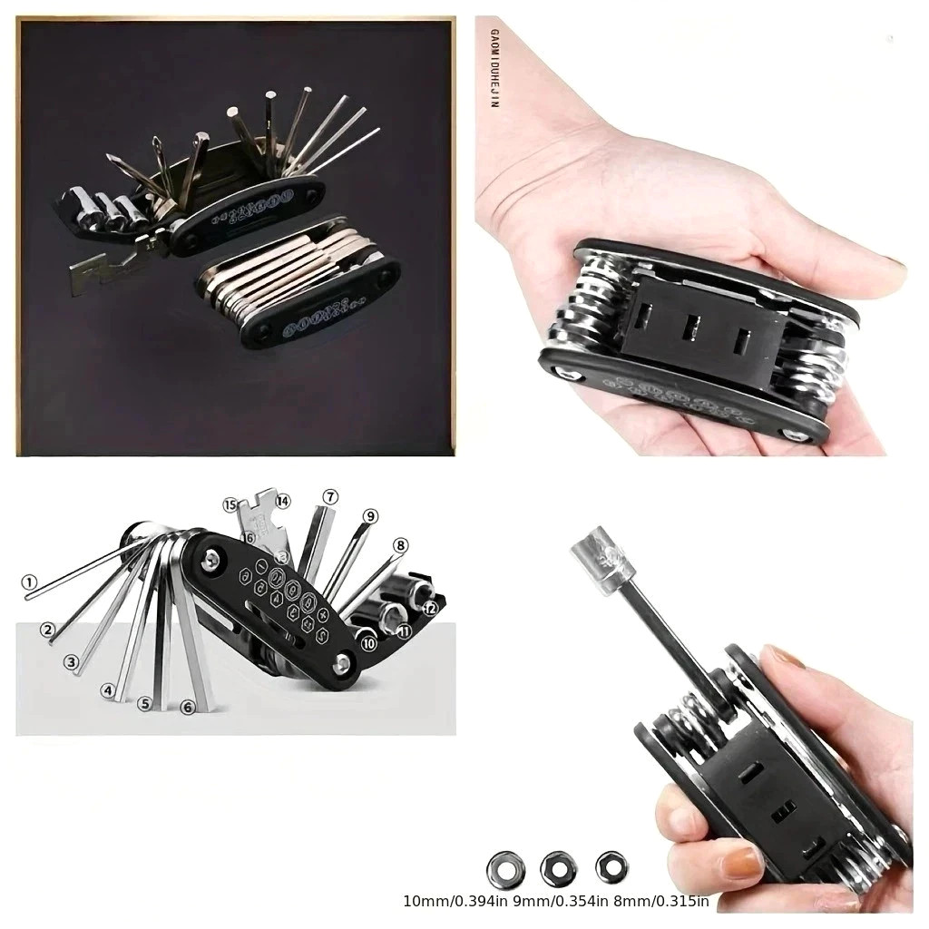 Socket Wrench Set, Non-Slip Rotating Head. Durable Stainless Steel 16-in-1