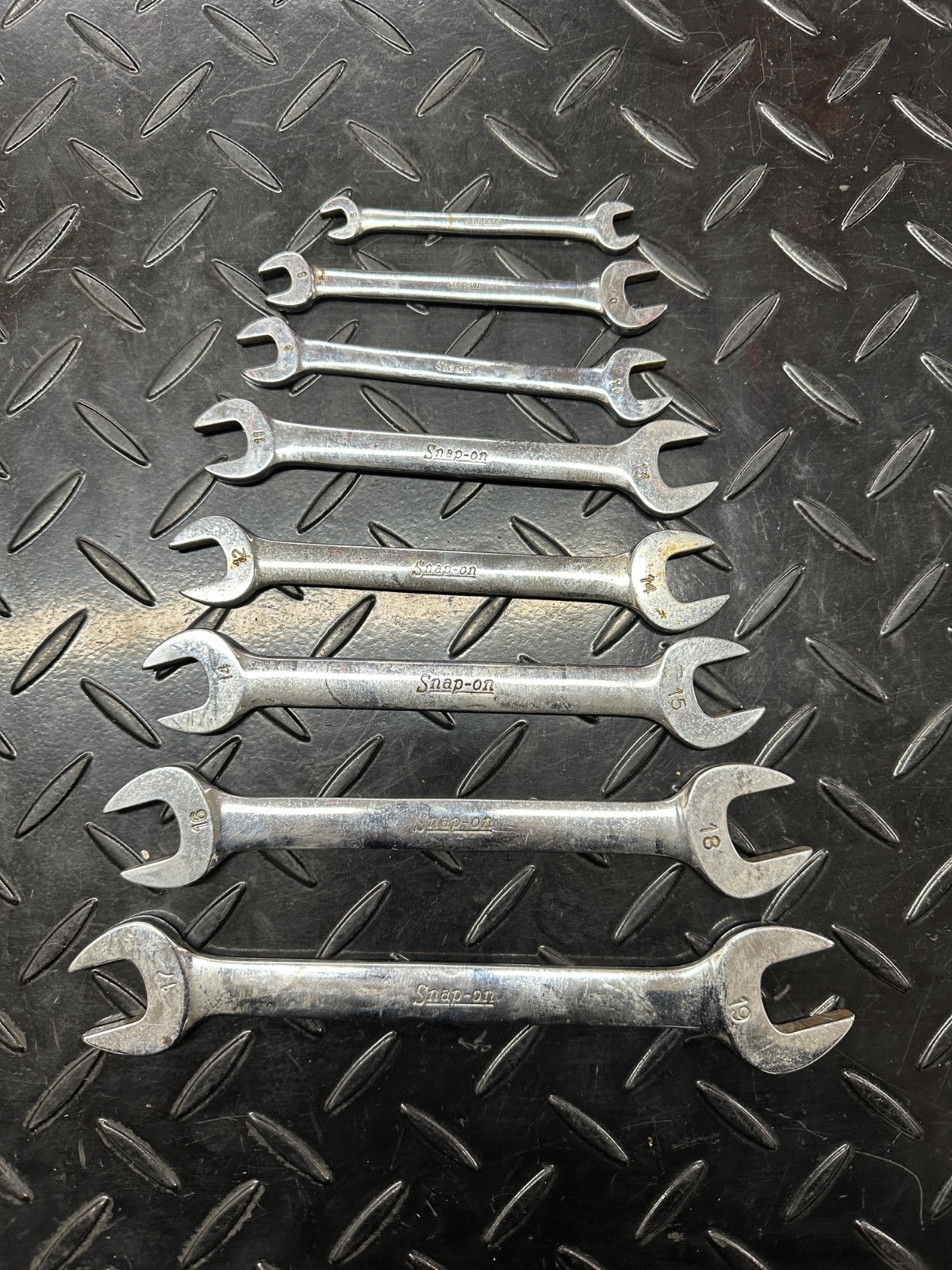 Snap-On Metric Double Open End Wrench Set 8pc 6mm-19mm VOM Underline 1980s