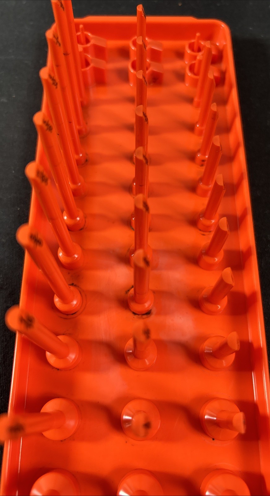 Snap On Tools KA143FROR ORANGE SAE 1/4″ Post 3-Row Socket Tray Storage USA