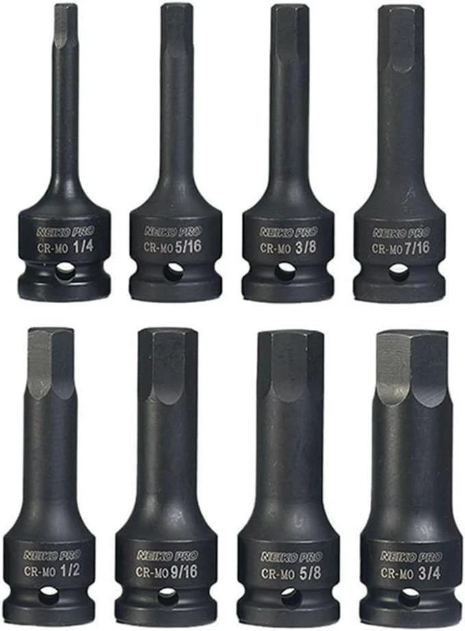 8-PCS 1/2-In Drive Allen Socket Set 3-In 1/2-In Impact Hex-Bit Socket Set SAE