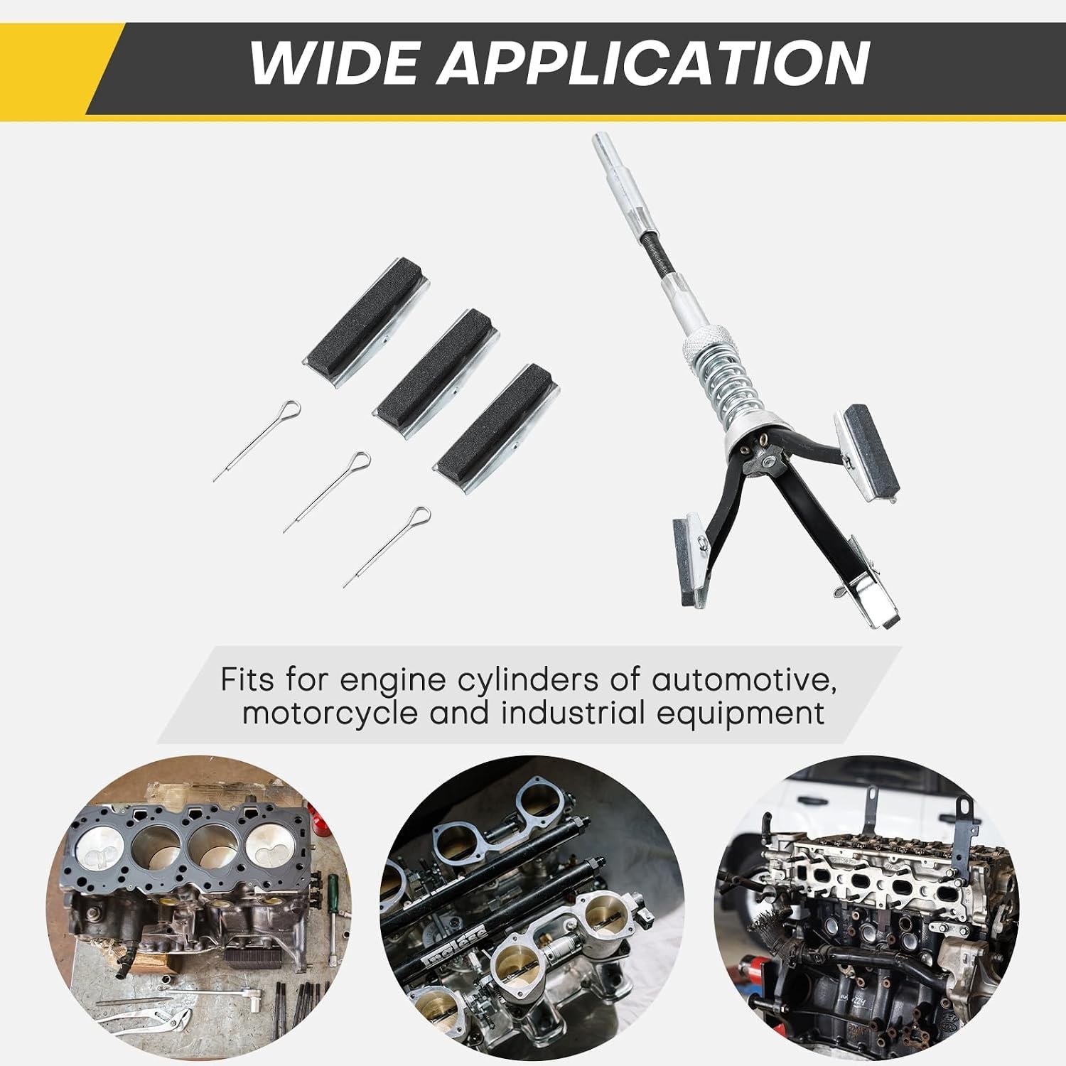 Precision Engine Cylinder Hone with 220 Grit Stones for Optimal Surface Finish