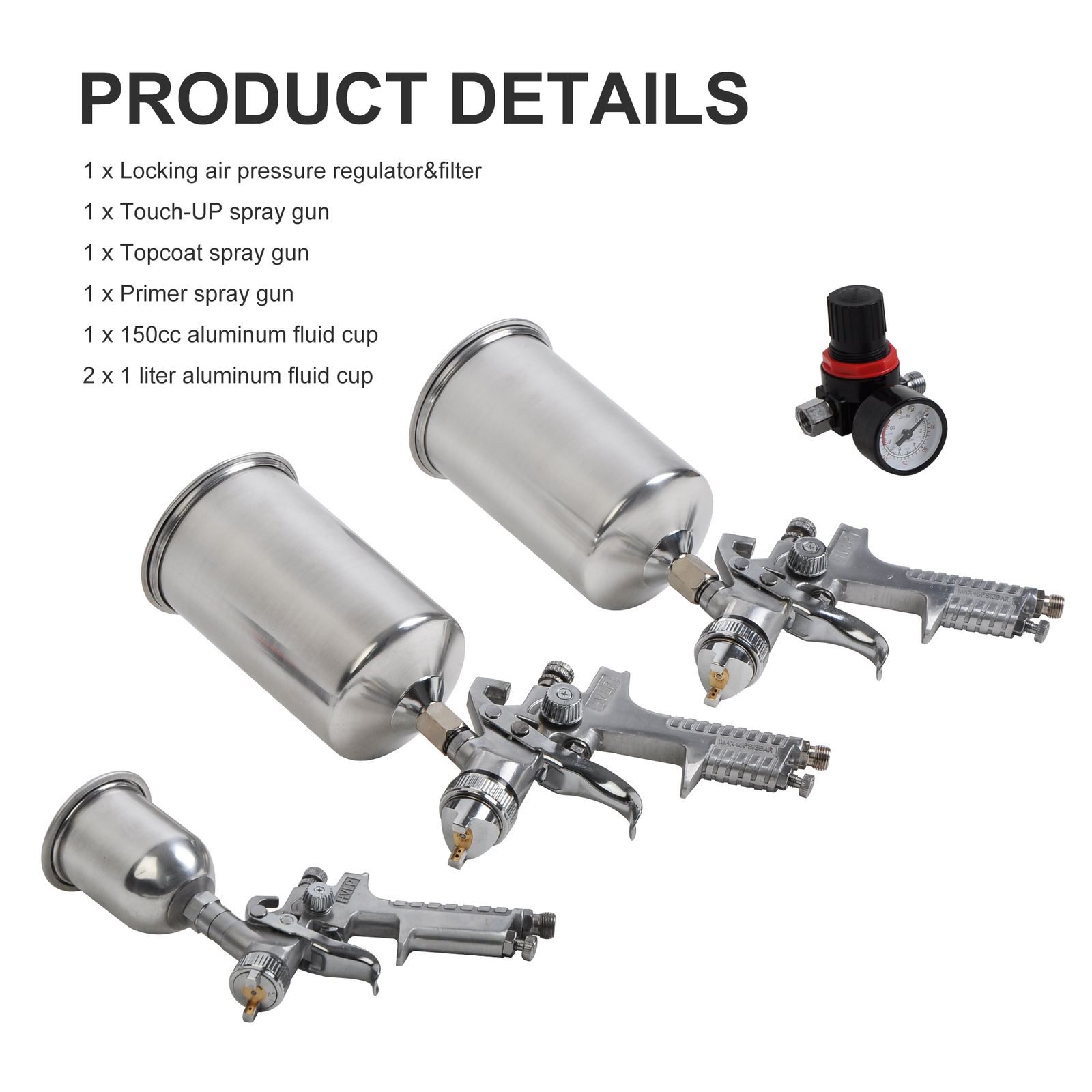 4pc Air Spray Gun HVLP Paint Auto Car Automotive Shop Painting Tools Kit Set
