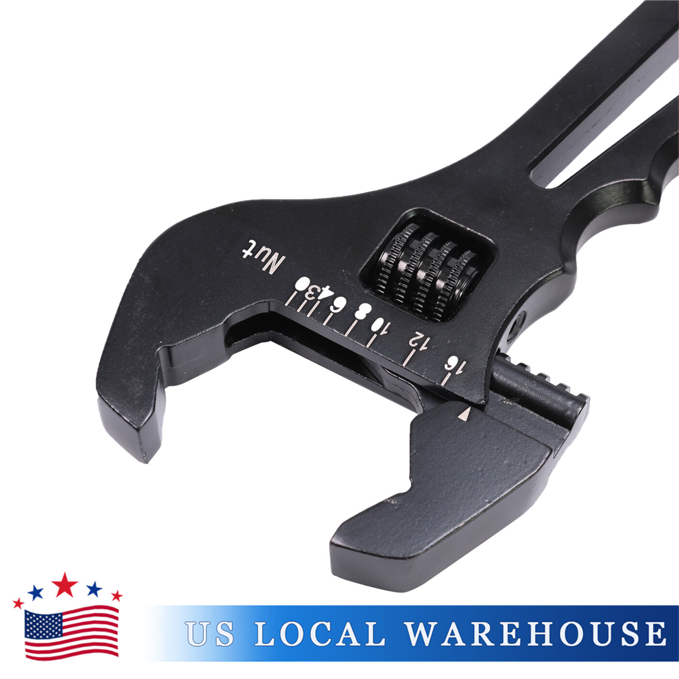 Black Adjustable Wrench Aluminum Tool Spanner Fit For Hose End Fitting 3AN-16AN