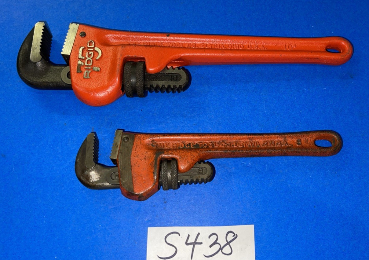 RIDGID TOOLS 2PC 10 INCH 75TH ANNIVERSARY & 8 INCH PIPE WRENCHES