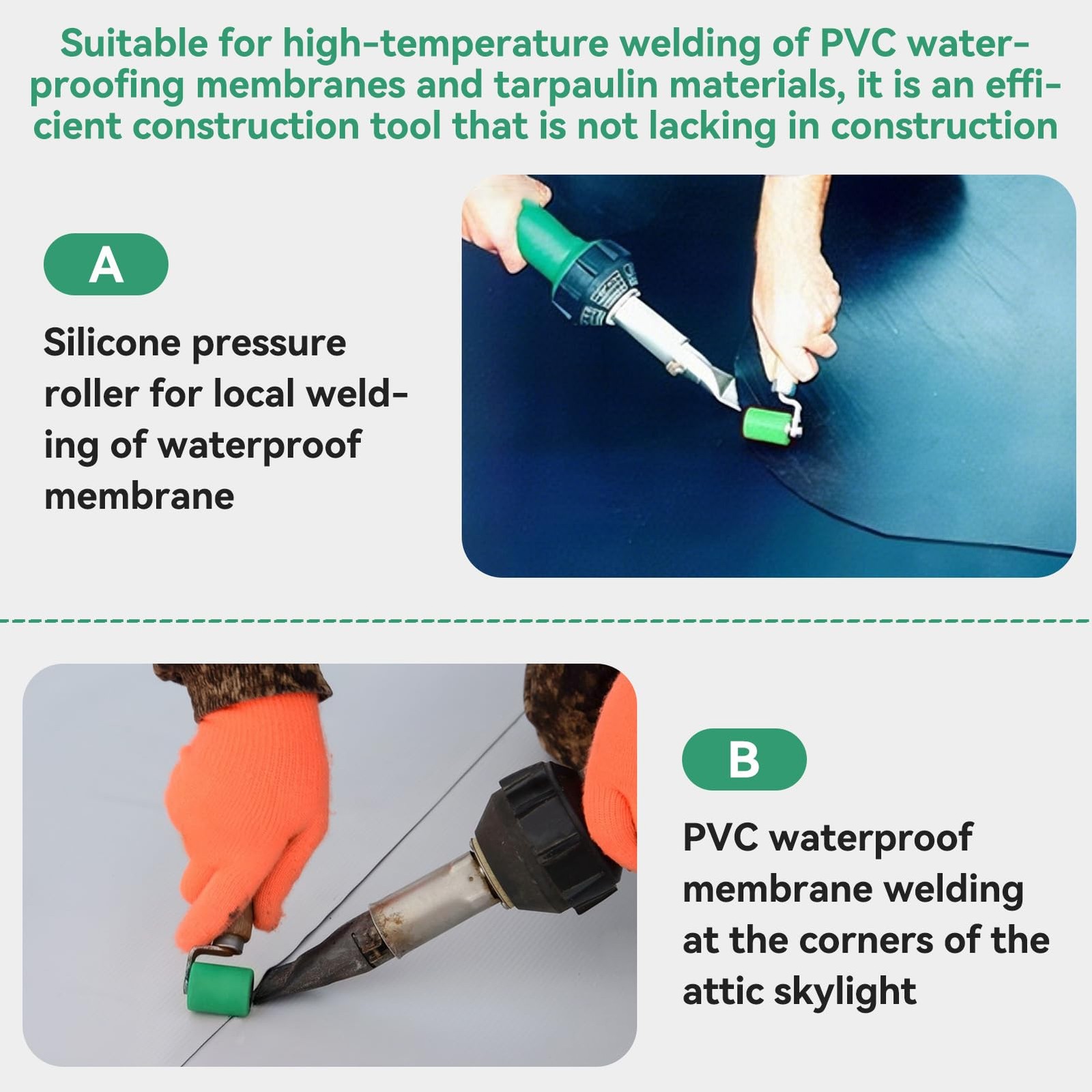 Silicone Seam Roller, 40mm Width Hand Pressure Roller Professional Green
